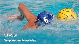  Presentation with polo - PPT theme with water polo player swimming background and a teal colored foreground