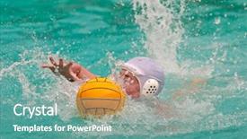  Presentation with water polo - Cool new PPT theme with water polo player swimming backdrop and a seafoam green colored foreground