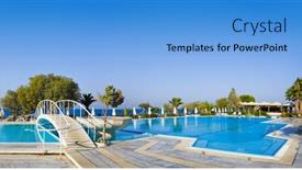  Presentation with vacation - Slide deck having water-pool-and-bridge-vacation background and a light blue colored foreground