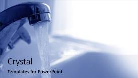  Presentation with water tap - PPT layouts consisting of water pouring from the tap background and a light blue colored foreground