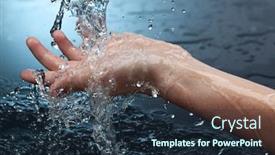  Presentation with pouring water - Slide deck with water-pouring-in-woman-hand background and a tawny brown colored foreground