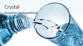  Presentation with pouring water - Slide set featuring water pouring into glass background and a  colored foreground