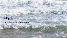  Presentation with sound waves wave oscillating - PPT theme featuring water power - beach waves near coastline extreme background and a  colored foreground