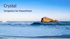  Presentation with ocean clear water deep blue - Slides enhanced with water power - beautiful view blue ocean seascape background and a  colored foreground