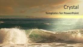  Presentation with wave - PPT theme consisting of water power - wave on the beach background and a coral colored foreground