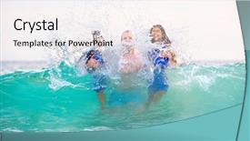  Presentation with father teaching children - Colorful PPT theme enhanced with water preacious - father holding close to his backdrop and a  colored foreground