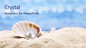  Presentation with sea water - PPT theme with water preacious - pearl oyster in the sand background and a light blue colored foreground