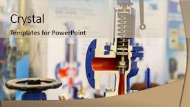  Presentation with water pump - Cool new slide set with water pump valve cross section backdrop and a soft green colored foreground