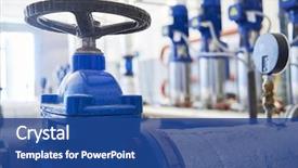  Presentation with water faucet - Theme consisting of water pumping station valve faucet background and a ocean colored foreground