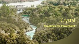  Presentation with water dam - Slide set featuring water-rapids-and-dam-forest background and a tawny brown colored foreground