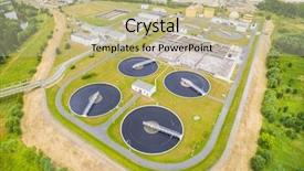  Presentation with aerial - Audience pleasing presentation consisting of water recycling - aerial view of public sewage backdrop and a mint green colored foreground