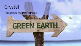  Presentation with green earth - Presentation theme having water recycling - green earth wooden sign background and a light blue colored foreground