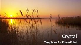  Presentation with water river - Cool new slides with water reed - sunset on the river backdrop and a tawny brown colored foreground