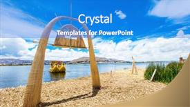  Presentation with boat - Colorful slide set enhanced with water reed - totora boat on the titicaca backdrop and a teal colored foreground