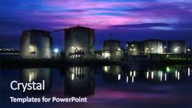  Presentation with water plant - Theme featuring water refinery - industrial plant in the night background and a navy blue colored foreground