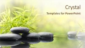  Presentation with zen stone - Theme having water reflection - spa still life with zen background and a cream colored foreground