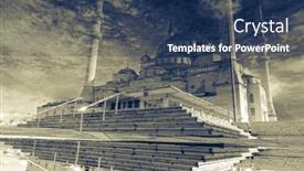  Presentation with reflection - PPT theme featuring water-reflection-of-kocatepe-mosque background and a  colored foreground