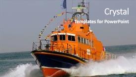  Presentation with sailing - Presentation theme with water rescue - close up of lifeboat sailing background and a gray colored foreground