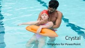  Presentation with lifeguard - Cool new PPT theme with water rescue - lifeguard rescuing unconscious girl backdrop and a arctic colored foreground