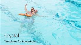  Presentation with lifeguard - Presentation theme featuring water rescue - lifeguard rescuing unconscious senior man background and a arctic colored foreground