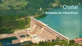  Presentation with water reservoir - Beautiful PPT theme featuring water reservoir - hydroelectric power station backdrop and a ocean colored foreground