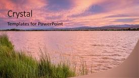  Presentation with sun rising over north america - Cool new slide set with water reservoir - pink sunset cloudscape backdrop and a coral colored foreground