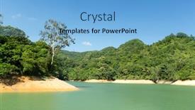  Presentation with water reservoir - Audience pleasing presentation theme consisting of water-reservoir-and-forest backdrop and a light blue colored foreground