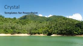  Presentation with water reservoir - Colorful presentation design enhanced with water-reservoir-and-tropical-forest backdrop and a light blue colored foreground
