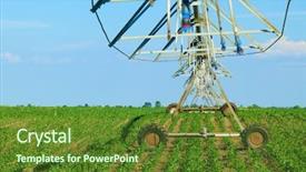  Presentation with sprinkler system - Presentation design with water resource irragation - crop irrigation using the center background and a tawny brown colored foreground