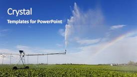  Presentation with water resource - Beautiful slides featuring water resource irragation - irrigating a turnip field backdrop and a teal colored foreground