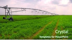  Presentation with water resource - Slides featuring water resource irragation - irrigation equipment panorama background and a tawny brown colored foreground