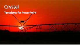  Presentation with water resource - Colorful PPT layouts enhanced with water resource irragation - irrigation equipment sunset backdrop and a  colored foreground