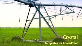  Presentation with water resource - Presentation theme enhanced with water resource irragation - irrigation equipment background and a tawny brown colored foreground