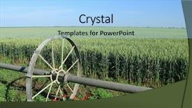  Presentation with irrigation - Colorful presentation enhanced with water resource irragation - wheat field and irrigation equipment backdrop and a light blue colored foreground