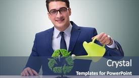  Presentation with recycling - Amazing theme having watering plan in recycling concept backdrop and a ocean colored foreground