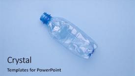  Presentation with blue global - PPT layouts with squashed plastic bottle on vivid background and a light blue colored foreground
