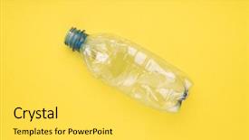  Presentation with eco plastic - Amazing slide set having squashed plastic bottle on yellow backdrop and a yellow colored foreground