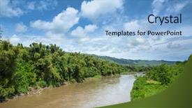  Presentation with river forest - Presentation featuring water river in tropical forest background and a light blue colored foreground