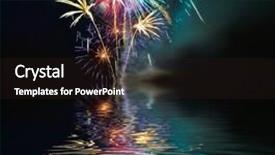  Presentation with fireworks - Beautiful PPT theme featuring water rocket - colorful fireworks over lake backdrop and a wine colored foreground