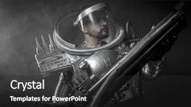  Presentation with weapon - Slide set featuring water rocket - cosmonaut astronaut on a black background and a  colored foreground