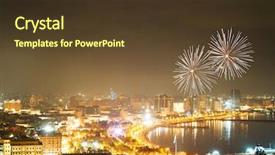  Presentation with fireworks - PPT theme enhanced with water rocket - fireworks in baku azerbaijan background and a tawny brown colored foreground