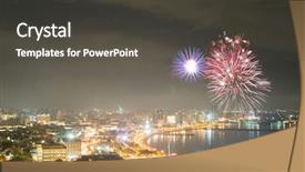  Presentation with birthday fireworks display - Presentation theme enhanced with water rocket - fireworks in baku azerbaijan background and a dark gray colored foreground