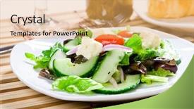  Presentation with healthy food medical bottle - Theme featuring water rocket - fresh healthy food - salad background and a  colored foreground