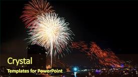  Presentation with firework - Audience pleasing PPT theme consisting of water rocket - perfect firework over chaophraya river backdrop and a wine colored foreground