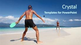  Presentation with black couple having fun - Amazing presentation theme having water rocket - young active couple having fun backdrop and a ocean colored foreground