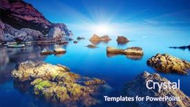  Presentation with ukraine - PPT theme featuring water rocks - beautiful seascape and stones crimea background and a ocean colored foreground
