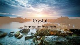  Presentation with sea water - Amazing presentation design having water rocks - beautiful seascape sea and rock backdrop and a coral colored foreground