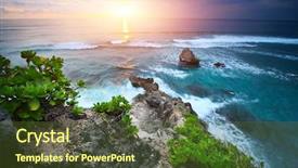  Presentation with rocky ocean coast - Presentation design with water rocks - rocky coast of indian ocean background and a tawny brown colored foreground