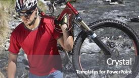  Presentation with cyclist - Cool new PPT theme with carry cross - mae cyclist in helmet carrying backdrop and a gray colored foreground