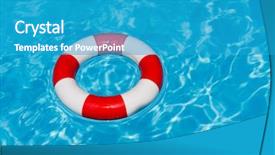  Presentation with swimming pool - Slide set having red and white life buoy background and a teal colored foreground